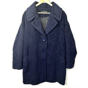 Vtg Hilary Radley New York Womens Wool Coat Button Up Notched Collar Blue Sz 10